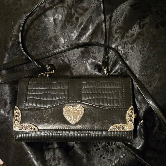 LANGDON LEATHER Black Leather Crossbody Wallet Purse NWOT - Picture 2 of 11